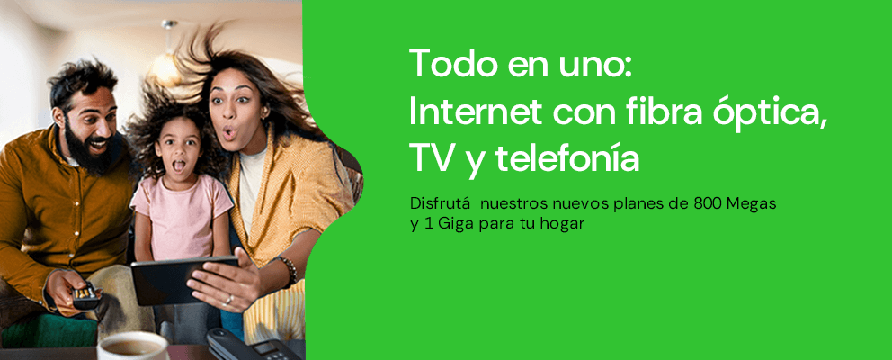 Conectate a la fibra óptica de kölbi con tu plan triple: Internet + TV + Telefonía fija