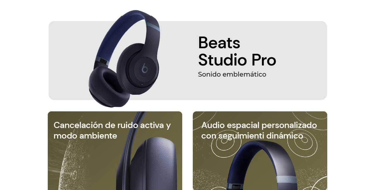 Beats Studio Pro, Cancelación de ruido activa y modo ambiente y audio espacial personalizado