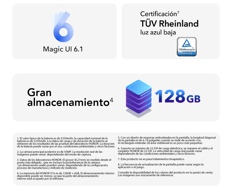 HONOR X7A con gran almacenamiento de 128GB