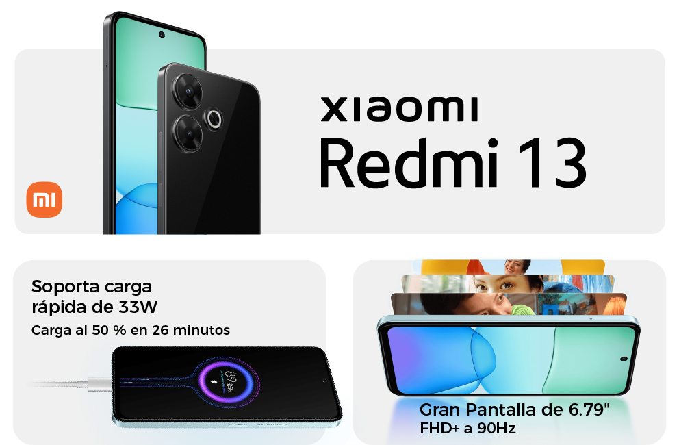 Xiaomi Redmi 13 soporta carga rápida de 33W