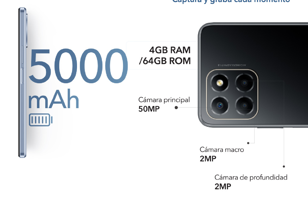 Cámara principal de 50MP y batería de 5000mAh