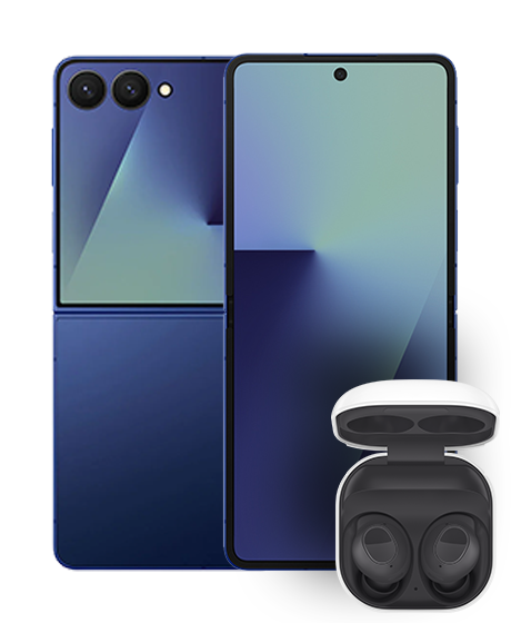 Samsung Z FLIP7 vista frontal y trasera promo