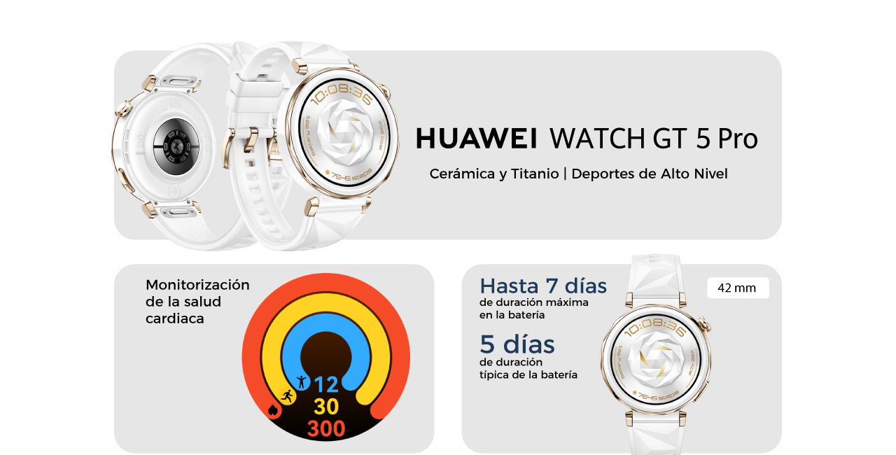 Huawei Watch GT 5 Pro de 42mm, hasta 7 días de duración máxima en la batería