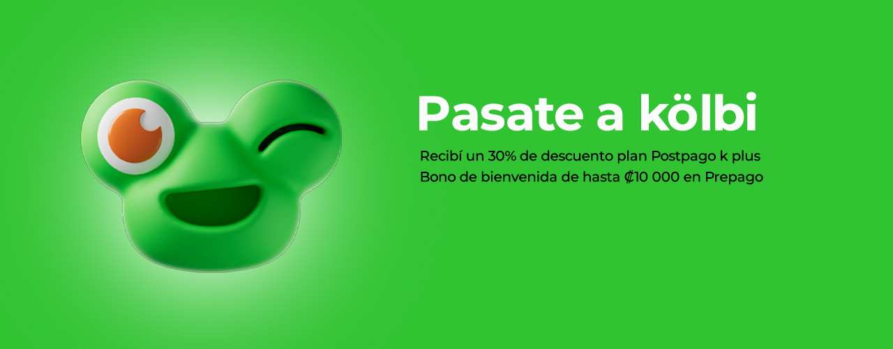 Pasate a kölbi y recibí un 30% de descuento en plan postpago o bono de 10.000 colones en prepago