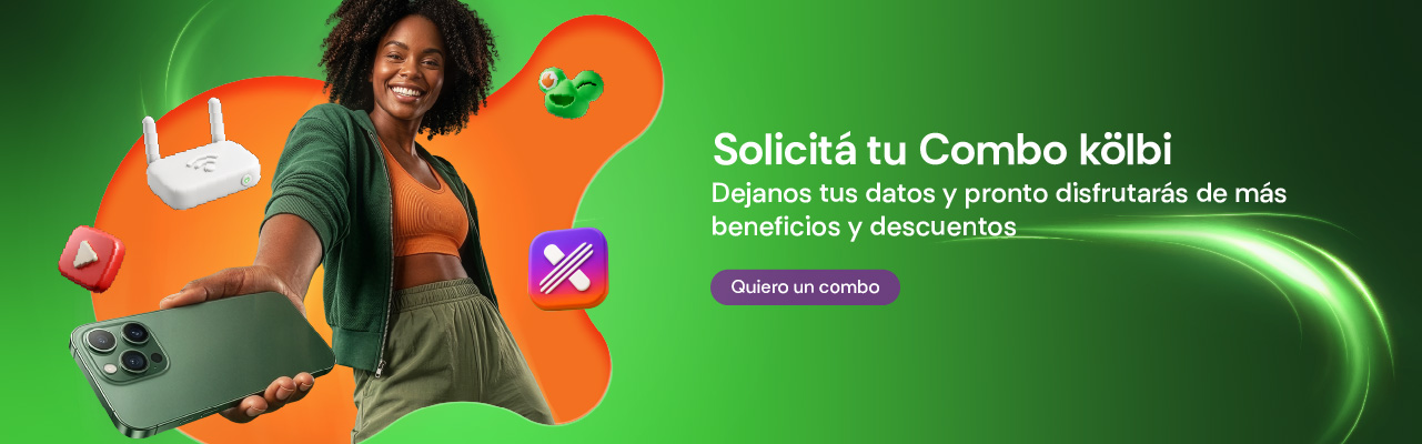 Solicitá tu combo kölbi, dejanos tus datos y pronto disfrutarás de más beneficios y descuentos