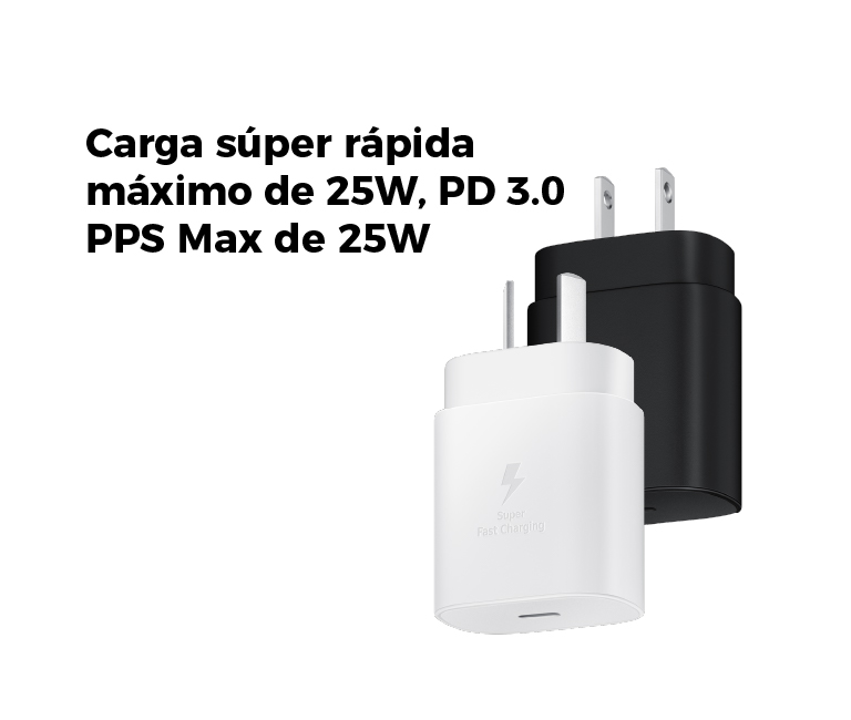 Carga súper rápida máximo de 25W, PD 3.0 PPS Max de 25W