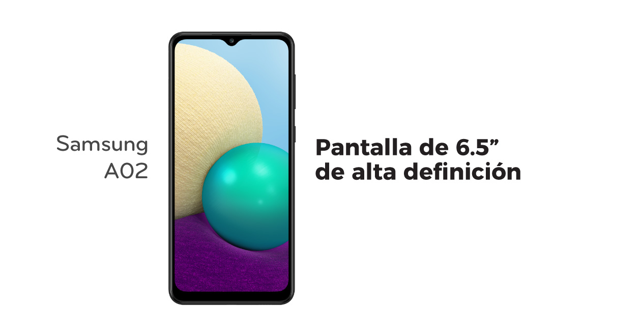 Samsung A02 con pantalla de 6.5" de alta definición