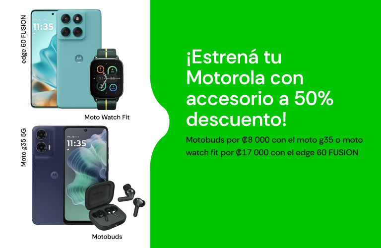 Comprá tu motorola con accesorio original al 50%