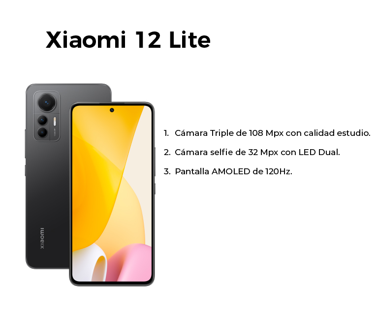 Xiaomi 12 lite, con triple cámara de 108mpx y pantalla AMOLED de 120hz