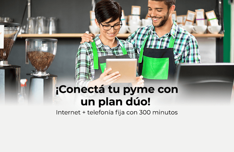 ¡Conectá tu pyme con un plan dúo!  Internet + telefonía fija con 300 minutos