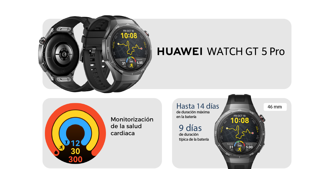 Huawei Watch GT 5 Pro, hasta 14 horas de duración máxima en la batería