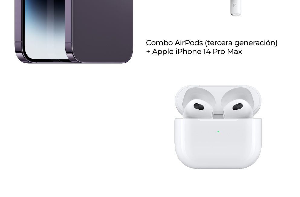 En combo AirPods (tercera generación) + Apple iPhone 14 Pro Max