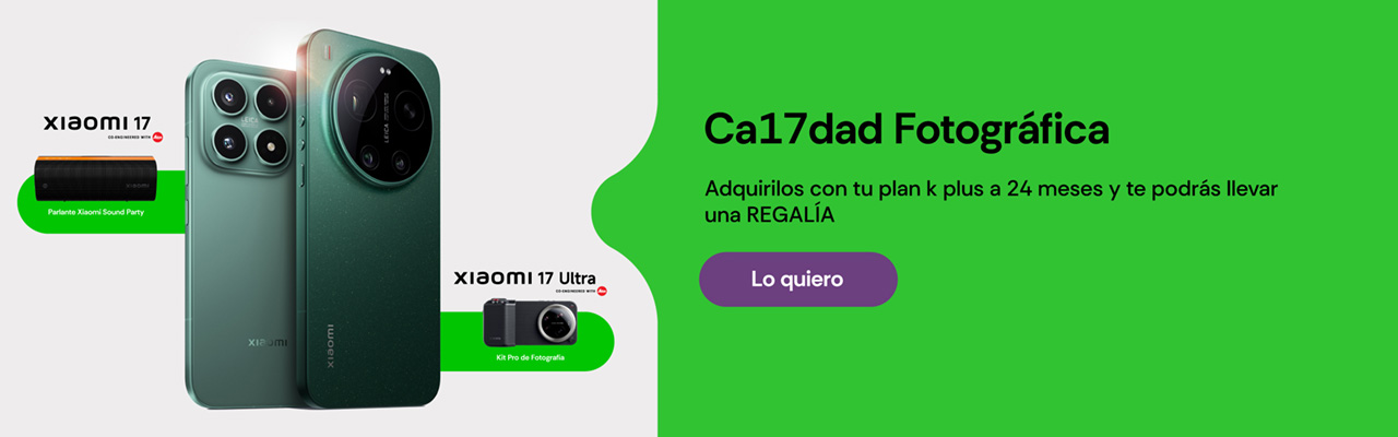 Xiaomi Serie 17, Calidad fotográfica, adquirilos con tu plan k plus a 24 meses y te podrás llevar una regalía