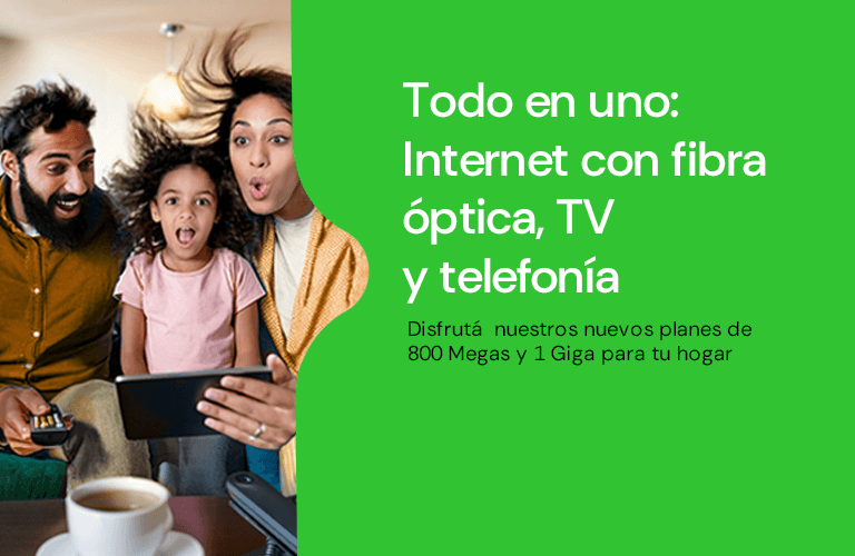 Conectate a la fibra óptica de kölbi con tu plan triple: Internet + TV + Telefonía fija