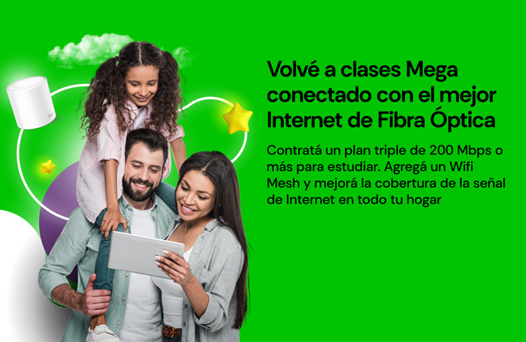 Volvé a clases Mega conectado con el mejor Internet de Fibra Óptica