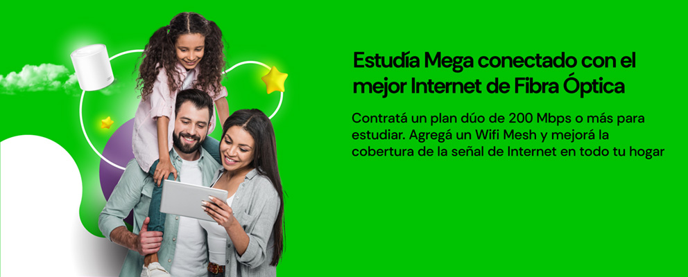 Estudía Mega conectado con el mejor Internet de Fibra Óptica