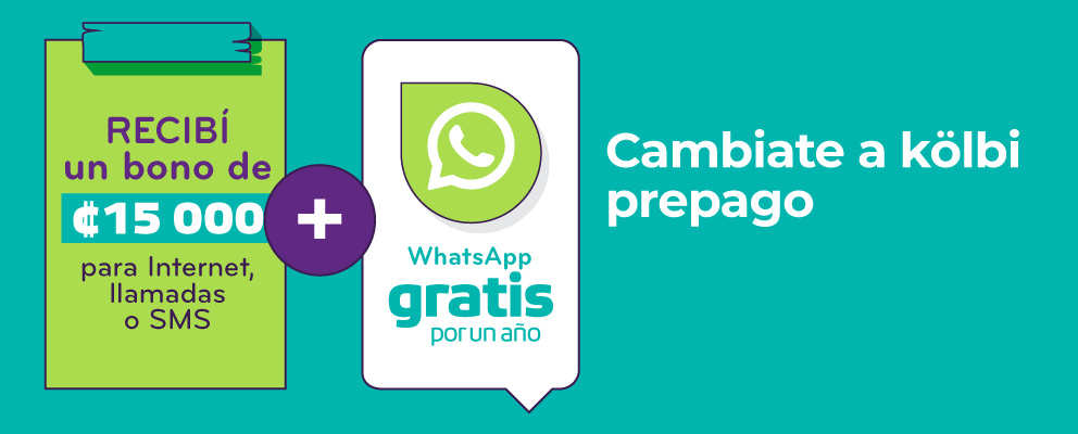 Cambiate ya a kolbi prepago y recibí un bono de 15 mil y whatsapp gratis por un año, pasate acá