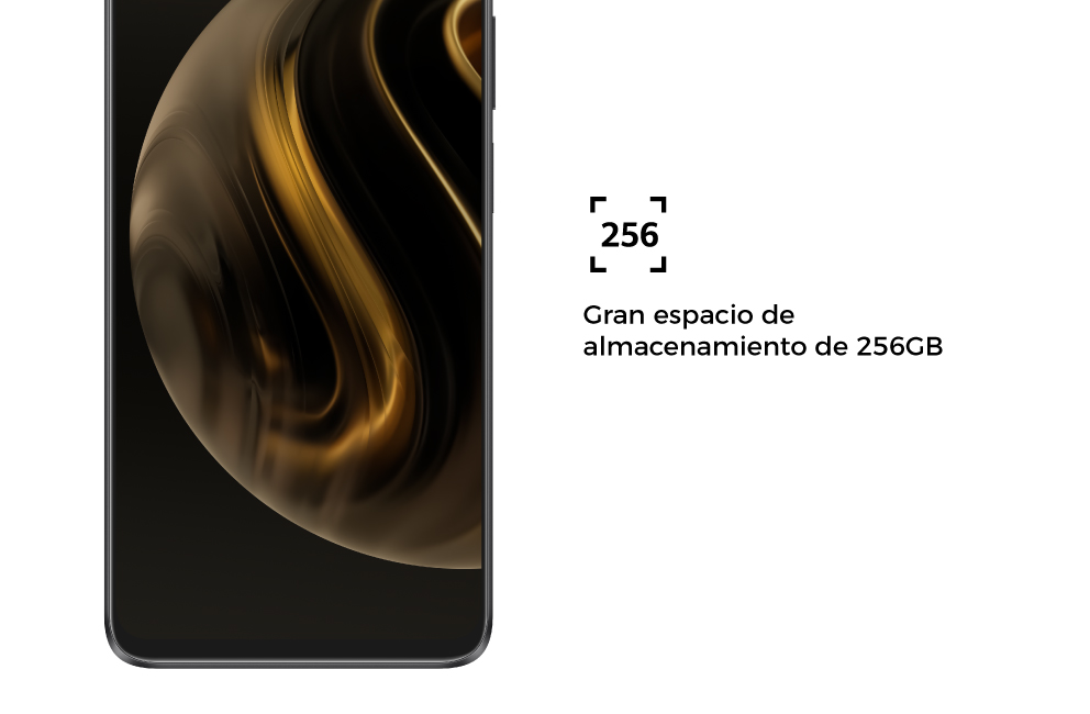 Gran espacio de almacenamiento de 256GB.