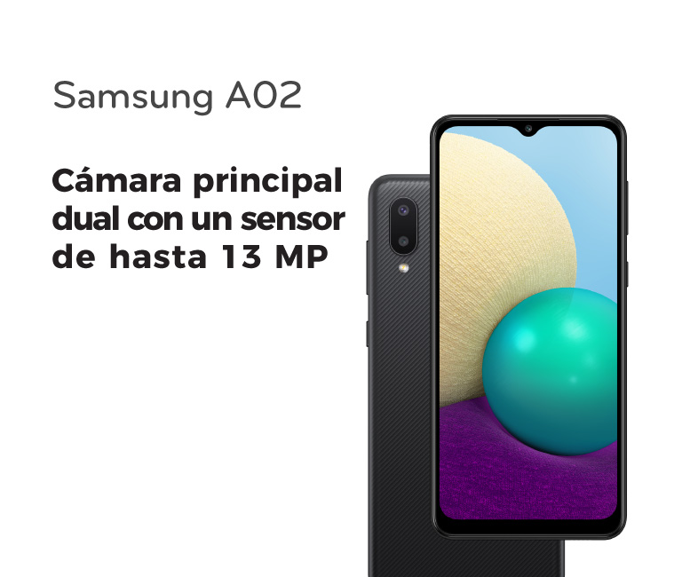 Samsung A02 con cámara principal dual con un sensor de hasta 13 MP 