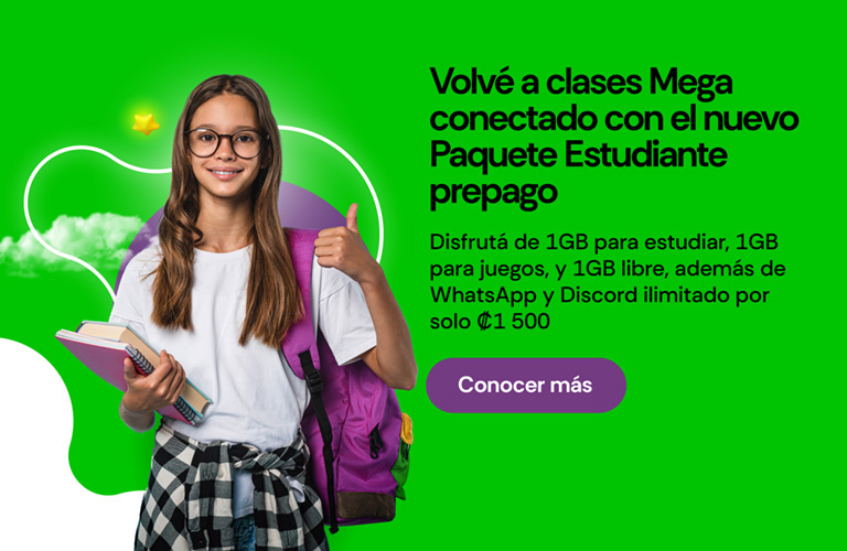 Volvé a clases Mega conectado con el nuevo Paquete Estudiante prepago