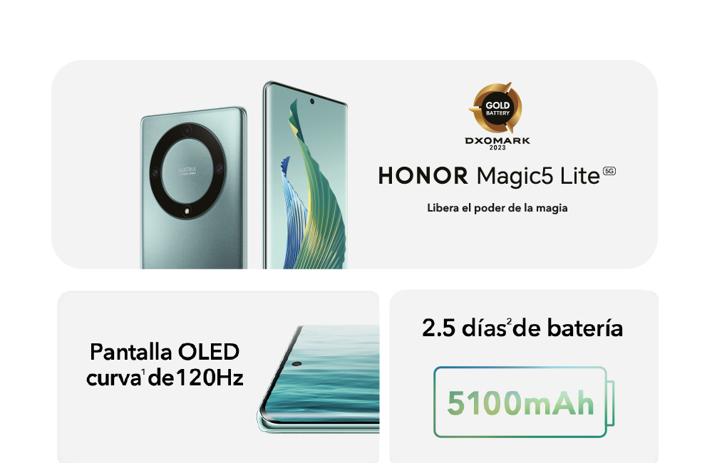 HONOR Magic 5 Lite, Libera el poder de la magia con una pantalla OLED curva de 120Hz