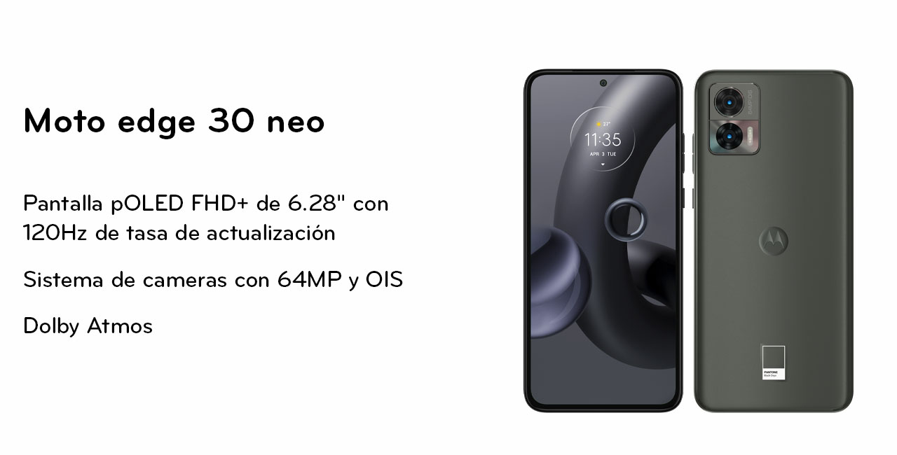 Pantalla pOLED FHD+ de 6.28", con sistema de cámaras con 64MP 