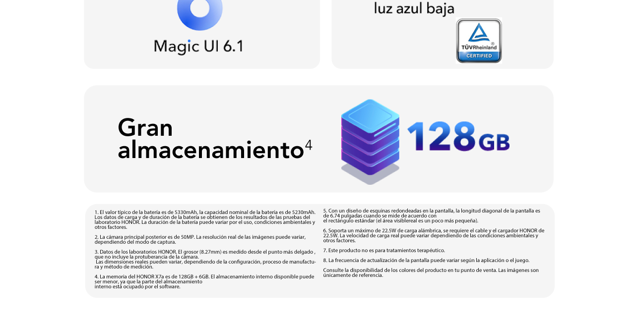HONOR X7A con gran almacenamiento de 128GB