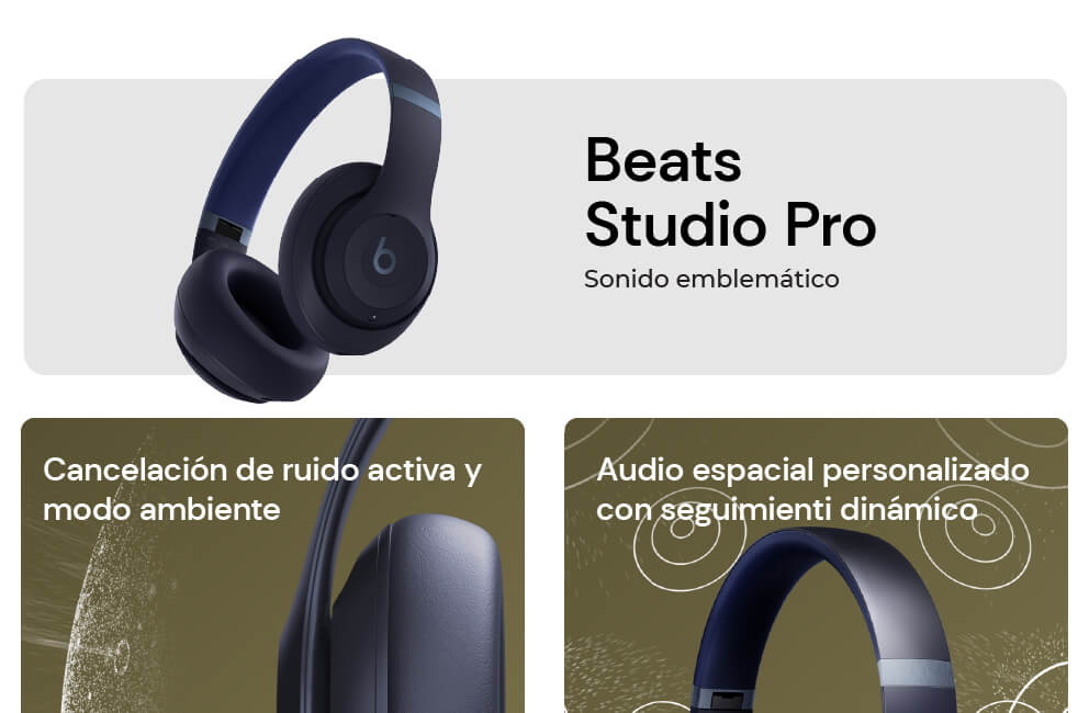 Beats Studio Pro, Cancelación de ruido activa y modo ambiente y audio espacial personalizado