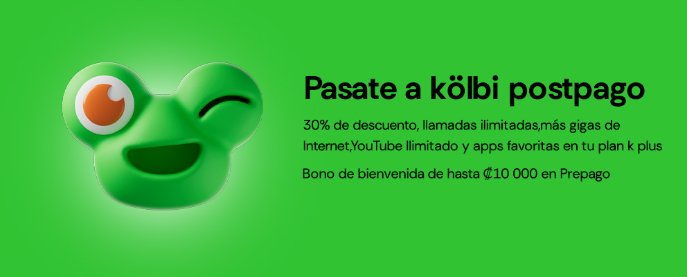Pasate a kölbi y recibí un 30% de descuento en plan postpago o bono de 10.000 colones en prepago