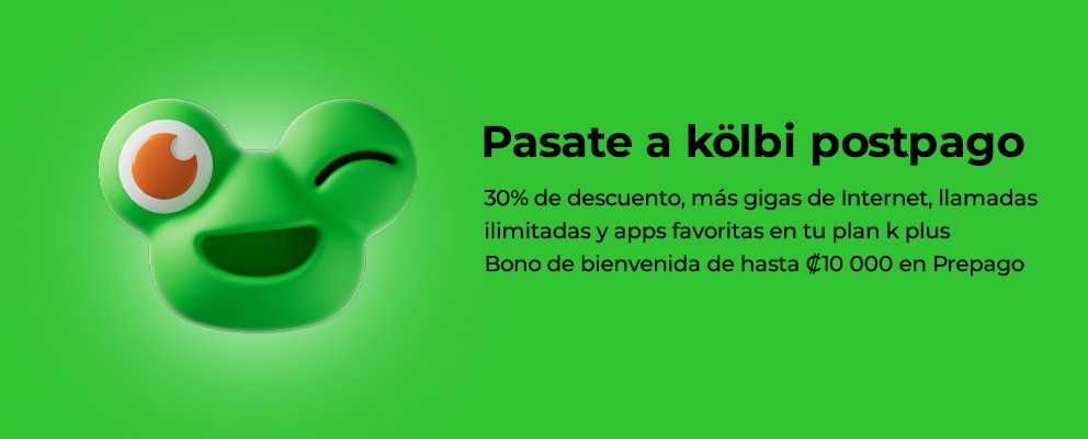Pasate a kölbi y recibí un 30% de descuento en plan postpago o bono de 10.000 colones en prepago