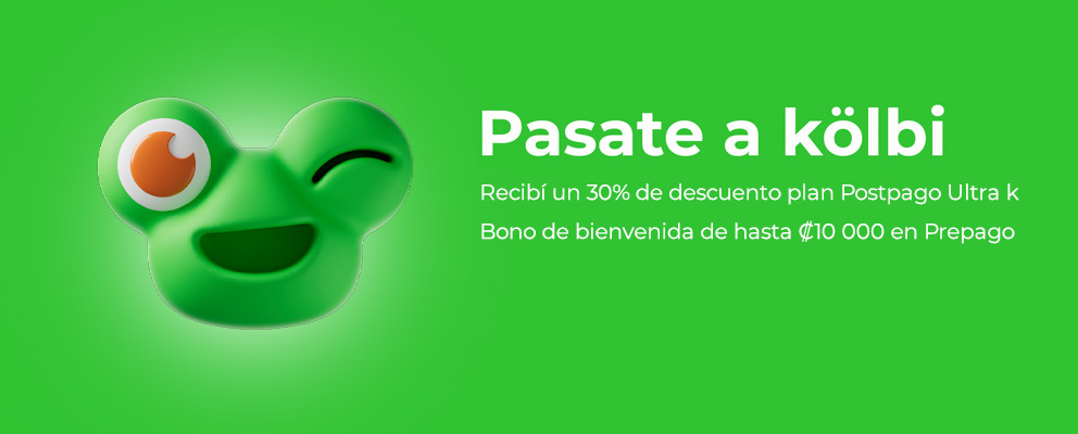 Pasate a kölbi y recibí un 30% de descuento en plan postpago o bono de 10.000 colones en prepago
