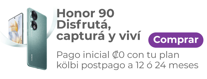 Nuevo Honor 90. Compralo acá con tu plan postpago y pago inicial de 0 colones