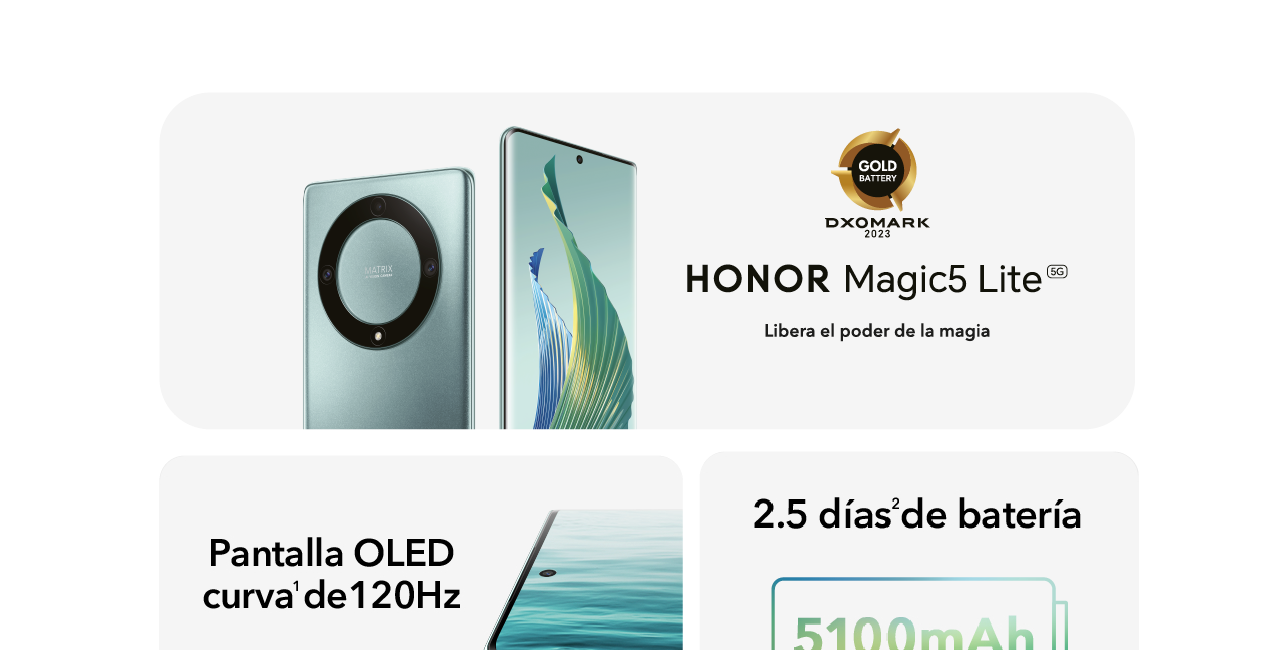 HONOR Magic 5 Lite, Libera el poder de la magia con una pantalla OLED curva de 120Hz