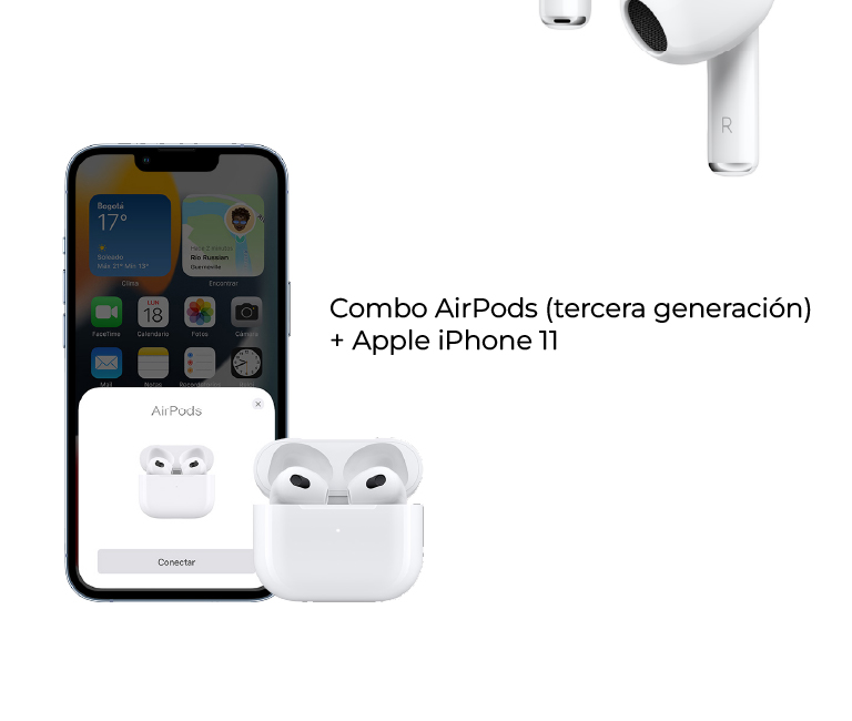  En combo Airpods (tercera generación) + Apple iPhone 11