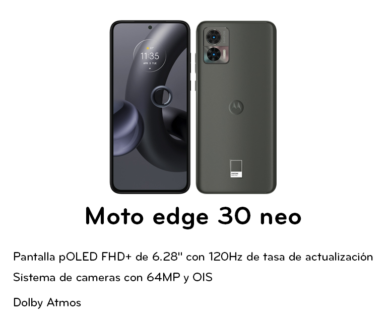 Pantalla pOLED FHD+ de 6.28", con sistema de cámaras con 64MP 