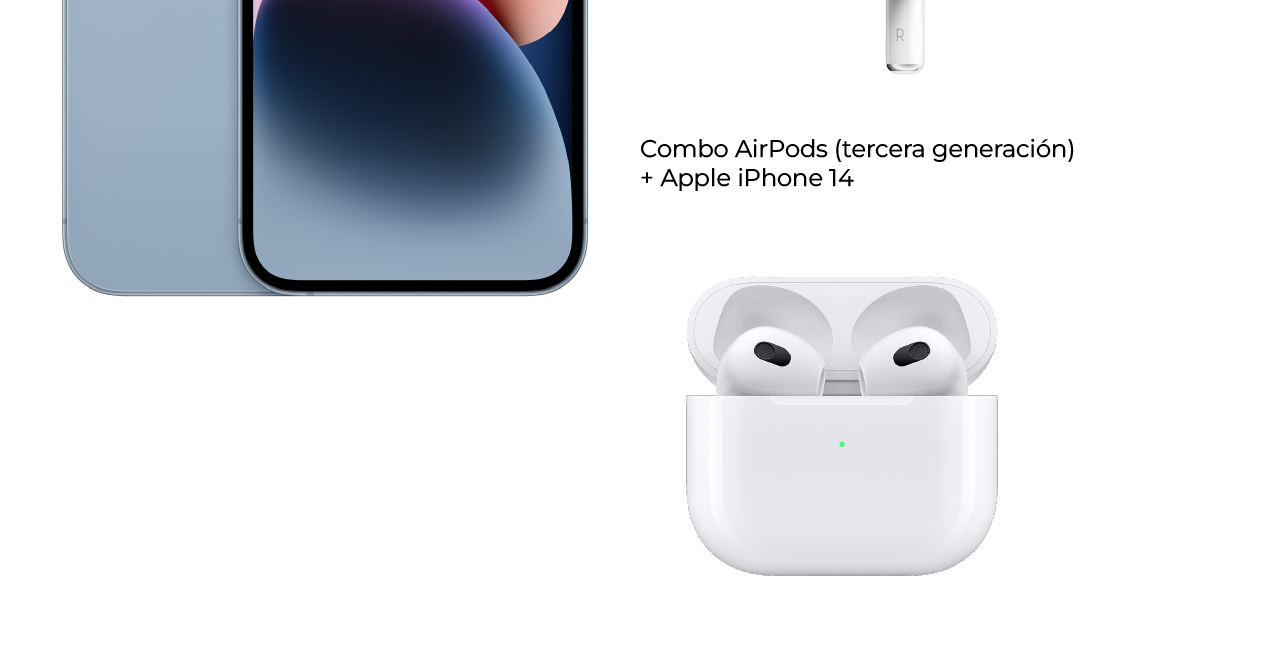 En combo AirPods (tercera generación) + Apple iPhone 14
