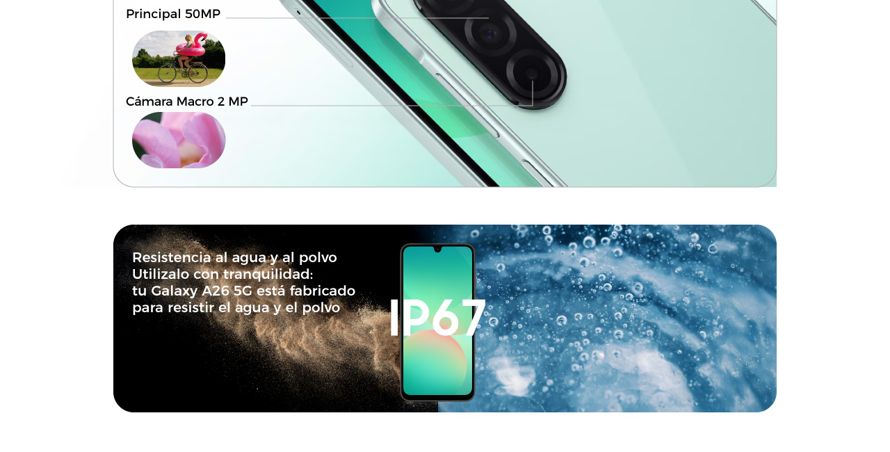 IP67: resistencia al agua y al polvo