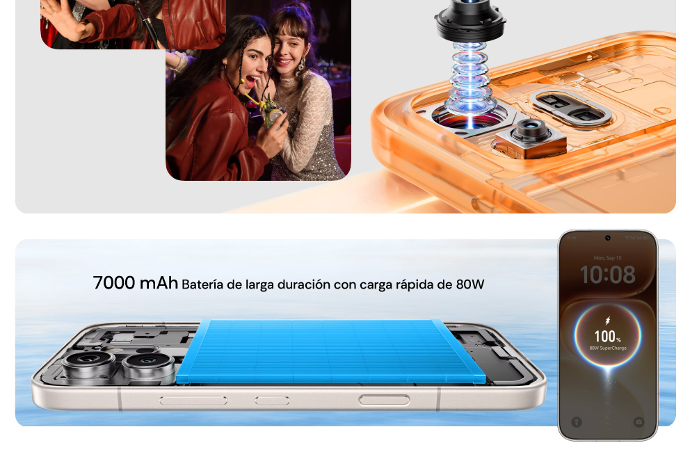 7000 mAh batería de larga duración con carga rápida de 80W