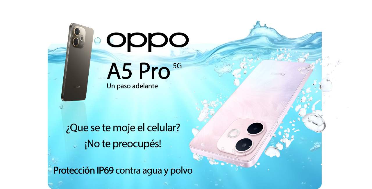 OPPO A5 Pro 5G, Protección IP69 contra agua y polvo