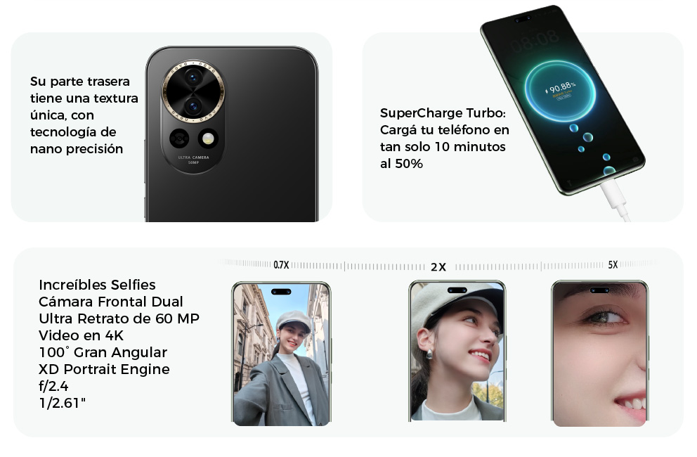 Increíbles Selfies:Cámara de retratos Ultra Gran Angular de 60 MP