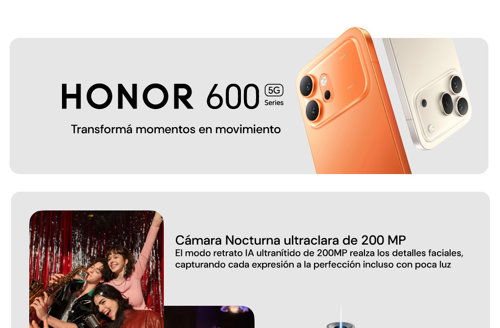 HONOR 600; cámara noctura ultraclara de 200MP