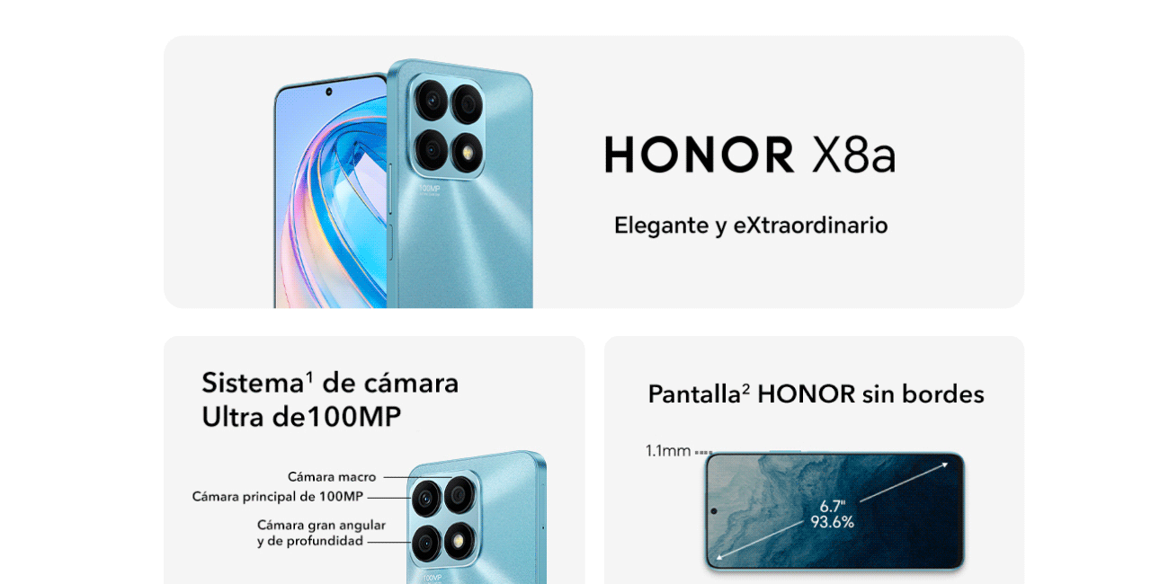HONOR X8A Elegante y extraordinario, con una cámara ultra de 100MP, pantalla sin bordes 