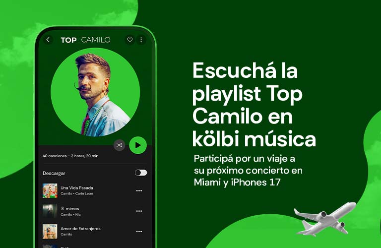 Escuchá la playlist Top Camilo en kölbi música y participá por un viaje a su concierto