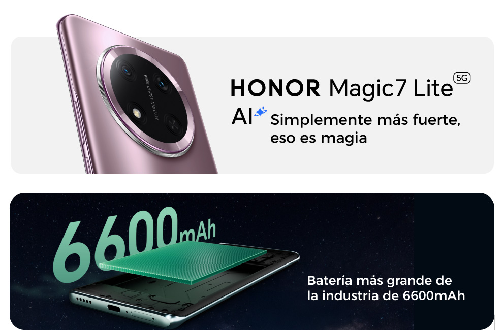 HONOR Magic 7 Lite Batería más grande de la industria de 6600mAh