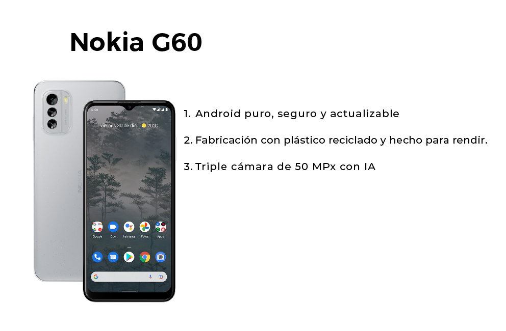 Nokia G60, triple cámara de 50mpx con ai