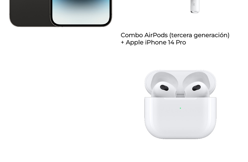 En combo AirPods (tercera generación) + Apple iPhone 14 Pro