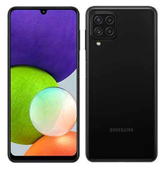 Samsung A22 disponible en color blanco y negro