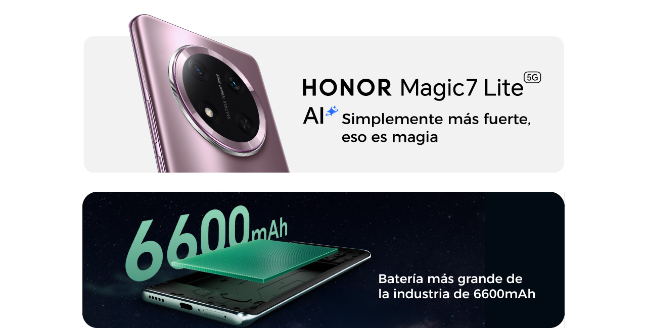 HONOR Magic 7 Lite Batería más grande de la industria de 6600mAh