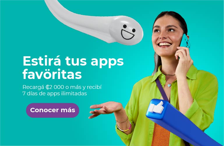 Recargá 2000 colones o más y recibí 7 días de apps ilimitadas. Conocé más acá