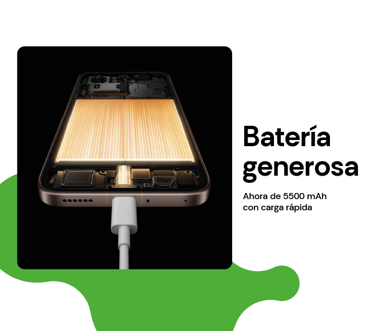 Batería de 5 500 mAh con carga rápida